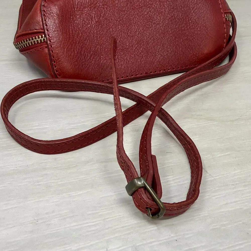 Pratesi Firenze Red Leather Crossbody Purse Handbag Made In Italy New